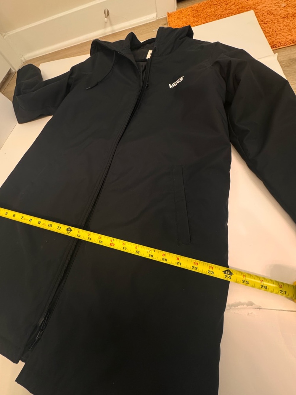 Vans Black Long Hooded Puffer Coat - Picture 10 of 11